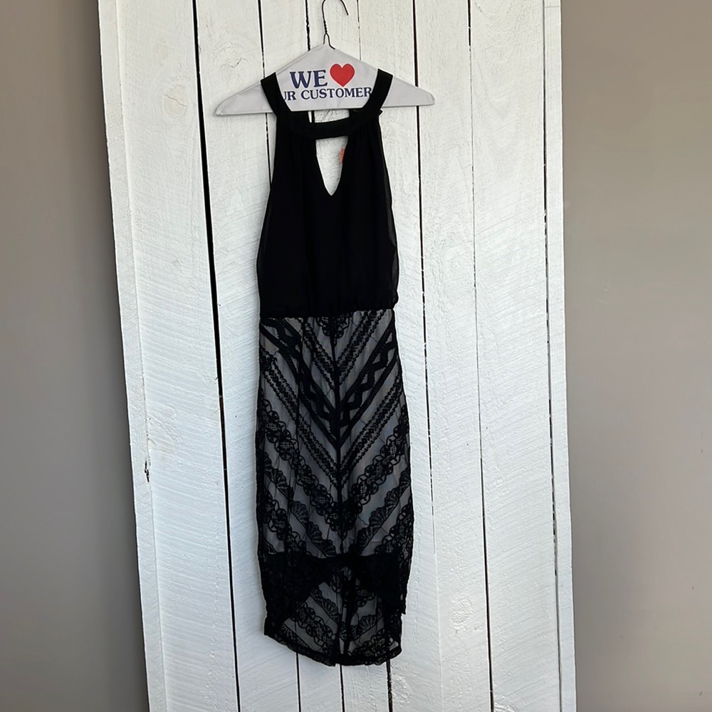 Black Dress with Shear Overlay
